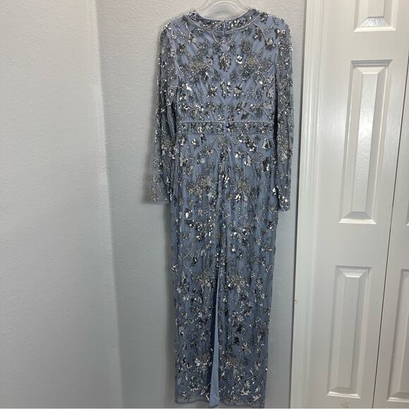 Mac Duggal High Neck Long Sleeve Embellished Column Gown Dress - Picture 11 of 16